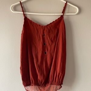 Free People: Rust, silk bodsysuit
